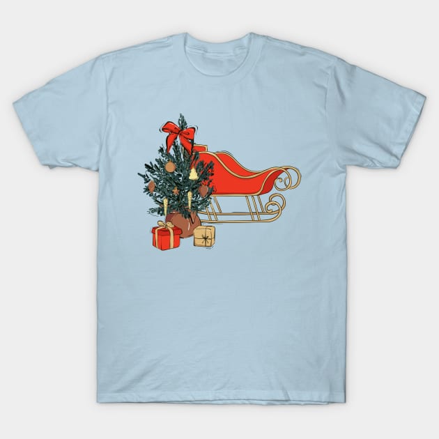 Christmas sleigh red T-Shirt by Milatoo